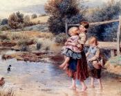 Children Paddling In A Stream - 迈尔斯·伯基特·福斯特